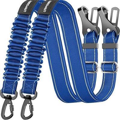 URPOWER 3-in-1 Dog Car Seat Belt, Adjustable Bungee, 2 Pack | Seat Belt Buckle & Latch Hook, Reflective, 360° Swivel, Heavy Duty, Fits Most Vehicles
