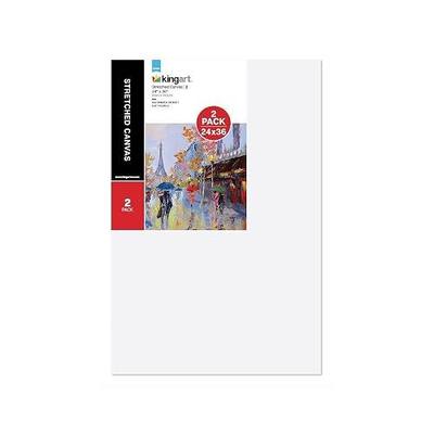 KINGART Stretched White Canvas Set – Rectangle, 24x36 Inch, 2-Pack – 100% Cotton, Triple Gesso Primed – 5/8" Profile Back-Stapled Artist Boards for Acrylic, Oil, Pouring, & Mixed Media Painting