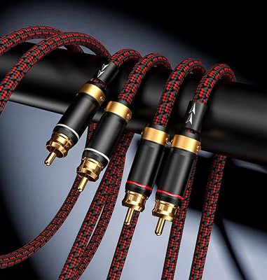 Auidophile 2RCA Male to 2RCA Male Stereo Audio Cable,Gold Plated | 4N Oxgen-Free Copper Core (3 Feet (1M))