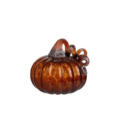 Diamond Star Hand-Blown Glass Pumpkin (Brown, H 5.5" X D 5.5")