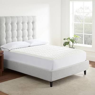 Serta Air Dry Basic Comfort Performance Fabric Quilted Mattress Pad, Cooling and Breathable Mattress Cover, Moisture Wicking Protection with 15" Deep Pocket, Queen, White