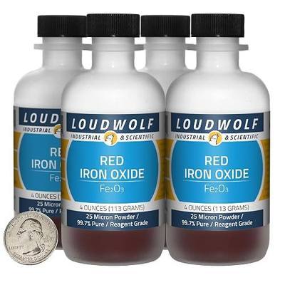 Iron Oxide Red / 1 Pound / 4 Bottles / 99.7% Pure Reagent Grade / 25 Micron Powder