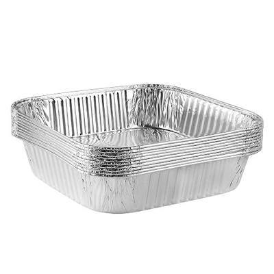 PLASTICPRO Disposable 8'' X 8'' X 2'' Inch Square Aluminum Tin Foil Baking Pans Bakeware - Cookware Perfect for Baking Cakes, Breads, Brownies, Bread, Meatloaf, Lasagna, Pack of 10