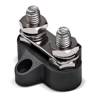 True Mods 12V - 48V Power Distribution Post 5/16 Inch M8 Dual Stud Terminal Bus Bar Power Ground Insulated Battery Junction Post for Car Auto Automotive Marine Trailer RV Boat - Black