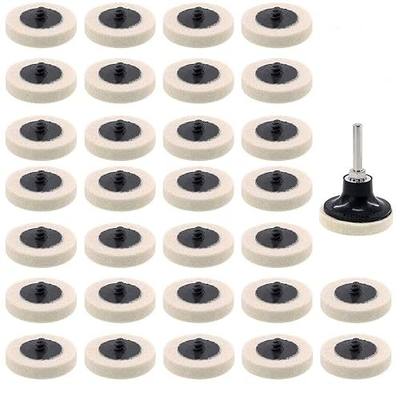 30 Pcs of 2" Commpressed Wool Fabric Quick Change Disc Polishing Buffing Pads Wheels and 1 Pcs of 2" Disc Pad Holder with 1/4" Shank for Polishing & Buffing Projects