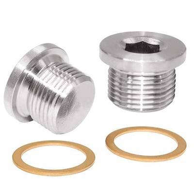 M18 x 1.5 with Inner Hex Head Universal Fit with Brass O-Ring for Motorbike and Other Transportation, 304 Stainless Steel, Pack of 2