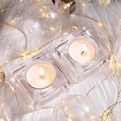 2 Pack Clear Glass Votive Candle Holders, 2.3" Square Tealight Candle Holders Bulk for Table Centerpieces, Home, Bridal Shower, Birthday, Christmas, Thanksgiving Party Table Decor