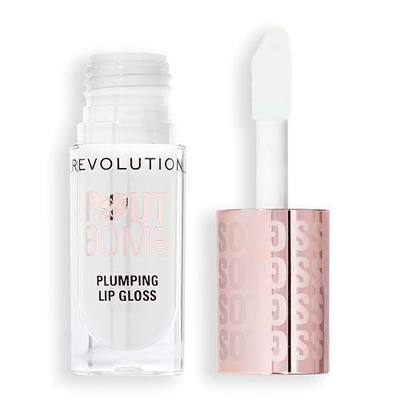 Revolution Pout Bomb Plumping Lip Gloss, Glaze Clear | Buildable, High Shine for Hydrating, Plumping Finish, Buildable Color, Vegan & Cruelty-Free, 0.15 fl oz