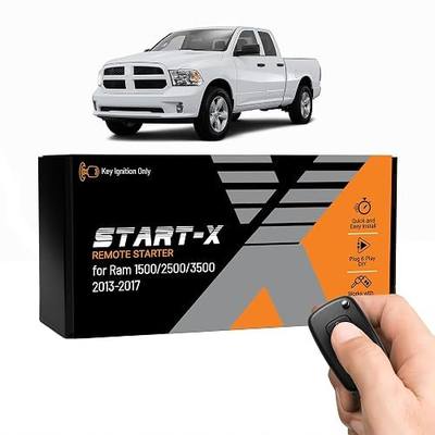 Start-X Remote Starter Kit for RAM 1500, 2500, 3500 (2013, 2014, 2015, 2016, 2017) Trucks with Key Ignition | Plug & Play Install | Use Your OEM Key Fob | Lock 3X to Remote Start | Zero Wire Splicing