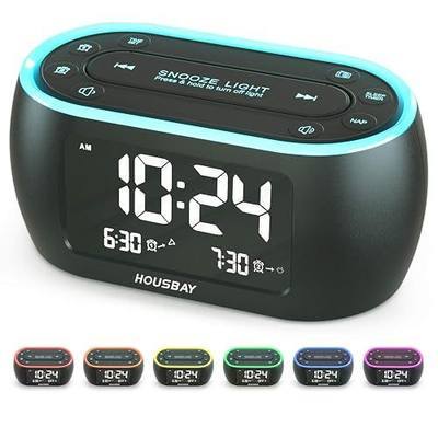 HOUSBAY Digital Alarm Clock Radio for Bedrooms, Phone-Free Wake-up with Dual Alarm, Night Light, Small Radio Clock for Bedside | Phone-Free Wake-Up with Dual Alarm, FM Radio for Favorite Stations, Small Radio Clock for Bedside, Battery Backup