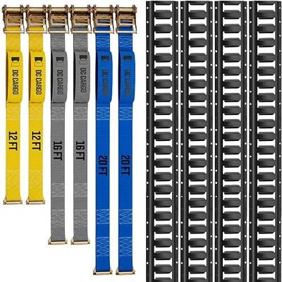 DC Cargo Mall E Track Tie-Down Kit - 25 Pieces: 5 ft Black Rails, E-Track Tie-Down Accessories & E-Track Bag