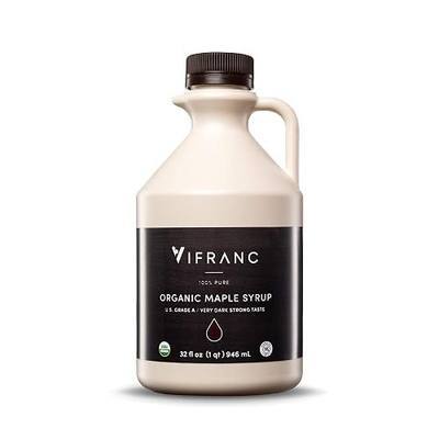 Vifranc Organic US Grade A Maple Syrup, Very Dark, 32 Ounce