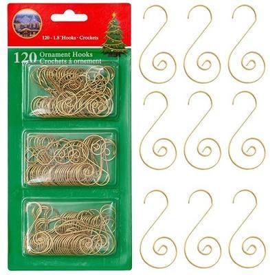 R N' D Toys Tree Ornament Hooks - Christmas Tree Decorating Metal Wire Hangers for Hanging Decorations - Pack of 120 (Gold)