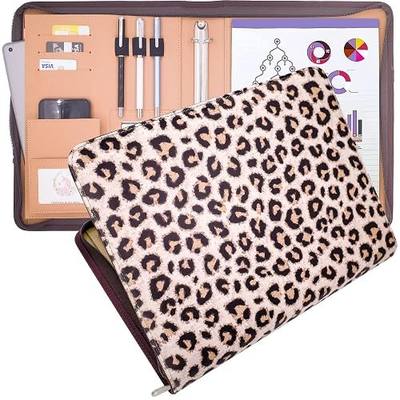 LOSOPHY Leather Portfolio Three Ring Binder 1 Inch for Women - Document Organizer With Zipper (10"x13") - Office Padfolio