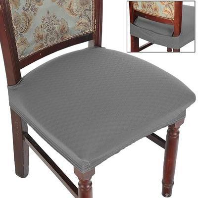 BUYUE Dining Room Chair Covers Set of 6, Easy Installation Stretchy Jacquard Armless Kitchen Chair Seat Protectors, TPU not Mixed, Rear Covered- Grey- 6