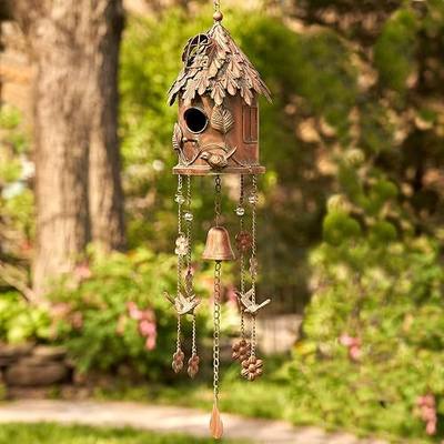 Hanging Copper Colored Fancy Roof Birdhouse Wind Chime (Cylinder)