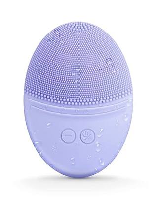 EZBASICS Silicone Facial Cleansing Brush, IPX7 Waterproof, Violet | Rechargeable Electric Face Exfoliator, 5 Speeds, Sonic Vibrating for Deep Pore Cleansing & Gentle Massaging