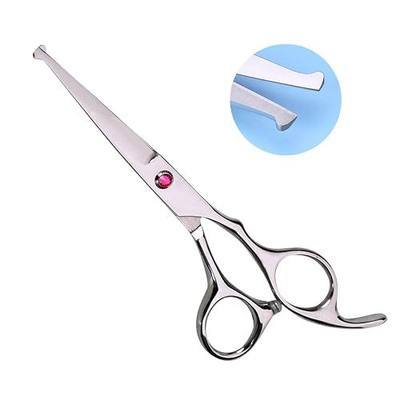 Kids Hair Cutting Scissors Set Professional 6.5 inch Saftey Round Head Hair cut Scissors Kit with Cutting Thinning Scissors Hairdressing Shears Set for Barber Salon (red)