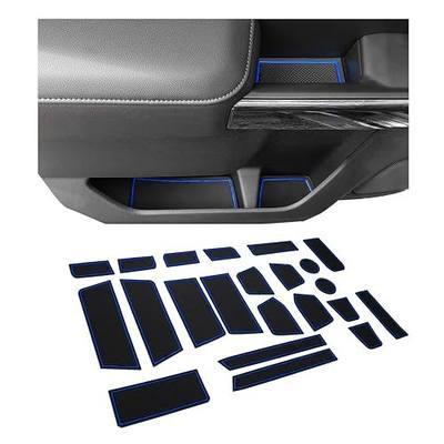 JKCOVER Center Console Liner Compatible with (2019-2022) Chevy Silverado/GMC Sierra 1500 and 2020-2022 Silverado/Sierra 2500/3500 HD Door Cup Holder Accessories (Crew Cab with Bucket Seat) Blue Trim