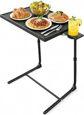 LORYERGO TV Tray - TV Table for Eating, Folding Table Trays with 6 Height & 3 Tilt Angle, TV Tray Table with Cup Holder, Dinner Tray for Eating or Working on Couch, Bed, Living Room, Home & Office