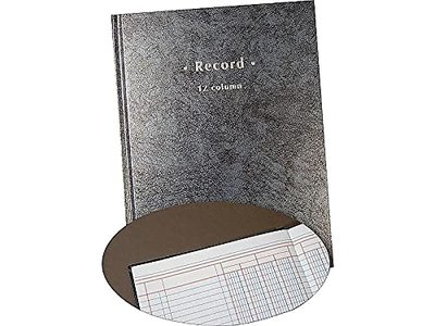 Staples Columnar Book, 12‑Column Accounting Ledger, Black Hardbound Record Book, 80 Numbered Pages, Durable Sewn Binding for Business & Bookkeeping