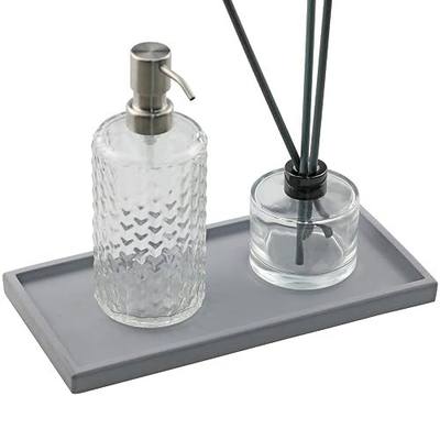 FREELOVE Concrete Countertop and Vanity Tray – Small Soap Dispenser Bottles Makeup Organizer Perfume Candle Key Trinket Ring Holder for Bathroom Toilet Tank Kitchen Sink, Grey, Rectangle 5.3''X11''