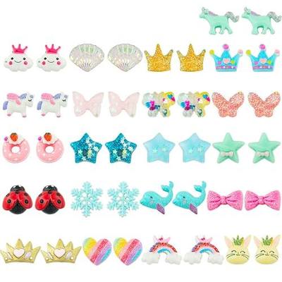 HaiMay 21 Pairs Girl Clip on Earrings for Kids Clips Earrings Princess Toy Earring Play Earring Little Girl Jewelry for Party Favor, All Packed in Clear Boxes