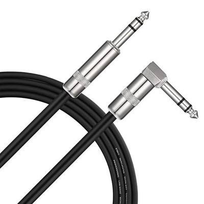 Donner TRS Cable 6 ft, Balanced Stereo Patch Cable - Sturdy No Hum 1/4” Male Right Angle to 1/4” TRS Male Straight Cord, Black