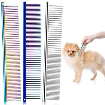 3 Pcs Stainless Steel Combs for Matted Hair - Grooming Clippers with Guide Combs for Removing Tangles and Knots in Long Haired Dogs and Cats