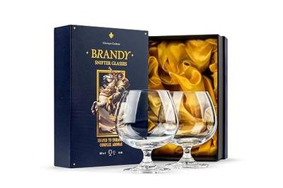 Large 21 oz Crystal Brandy and Cognac Snifter Glasses | Set of 2 Short Stem Giant Sniffer Bowls | Drinking and Tasting Glassware for Bourbon, Scotch, Tequila, Armagnac, Rum, Beer, Liquor