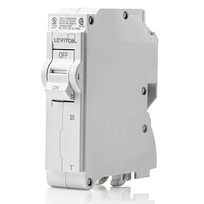 Leviton LB120-T 20A 1-Pole Plug-On Standard Branch Circuit Breaker, Thermal Magnetic, 120 VAC, White