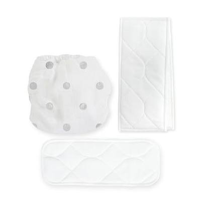 Amazing Baby Hybrid Cloth Diaper Cover with Pocket-Sling, Newborn, Sz 1 (5-10 lbs), Use with Boosties Inserts, Gray Watercolor Dots, SmartNappy Set includes Muslin Cover + Bi-fold Insert + Booster Pad