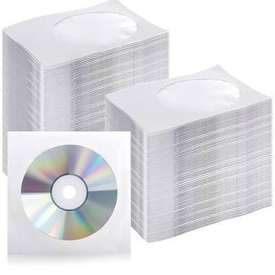 Fasmov 1000 Pack Thick White Paper CD DVD Sleeves Envelope with Clear Window and Flap, Dust Proof Protective Disc Storage for Music, Movies and Home Office