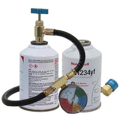 ZeroR® Top Off Kit #2 - Genuine 8oz HFO-R1234yf Refrigerant (2 Cans) & HD Brass Can Tap with Gauge