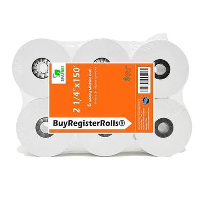 (6 Rolls) 2 1/4 x 150 ft, White, adding machine tape Paper Rolls, Premium One Ply Cash Register/Adding Machine/Calculator Roll Printing Calculator 10 key adding machine tape