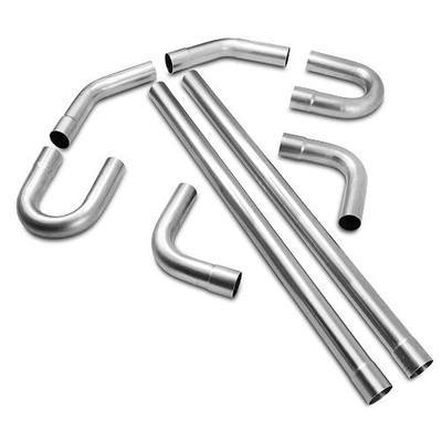 2.5'' Mild Steel Exhaust Pipe Kit, 2.5'' OD Exhaust Pipe, 8PCS | 16-Gauge Tubing, Mild Steel, 47.3" Straight Pipes, 180 Degree U-Bends, 45 and 90 Degree Mandrel Bends