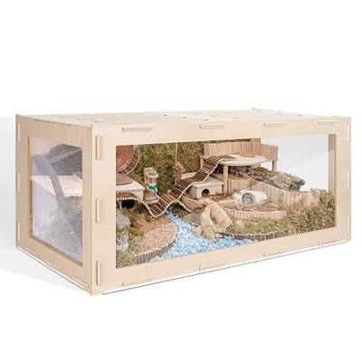 Niteangel Bigger World - MDF Aspen Terrarium for Hamster Gerbils Mice Lemming Degus or Other Small-Sized Pets (47.2 x 19.7 x 23.6 inches, Burlywood)