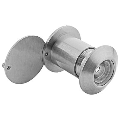 YINGJI Large Door Viewer Security Peek Peep Hole for Home Office 200 Degree Wide Solid Brass Cover (Satin Nickel)
