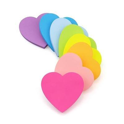 SIMONA Heart Shape Sticky Notes 3x3 in 8 Color Bright Colorful Sticky Pad | Heart Self-Sticky Note Pads, Cute Bright Color 8 Pads, 600 Sheets, Strong Adhesive Sticky Notes for Office, School, Family