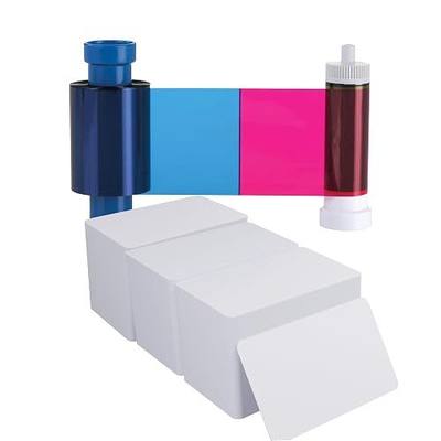 Magicard 300 Printer MC300YMCKO Color Ribbon - YMCKO - 300 Prints with Bodno Premium CR80 30 Mil Graphic Quality PVC Cards - Qty 300