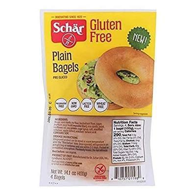 Schar Plain Bagels, Gluton Free, Preservative Free, Non Gmo, Lactose Free, Wheat Free, Pre-Sliced,, 14.1Count (Pack Of 4)
