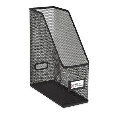 Staples TRU RED Metal Magazine File Organizer, Black - Top - Loading Desktop File Holder with Handle, Holds Up to 1000 Sheets