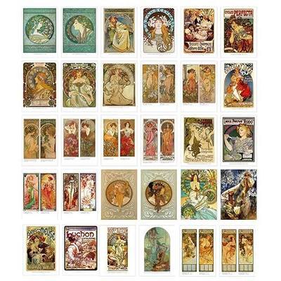Beautiful Art Postcards set of 30 Post card of Alphonse Mucha variety pack Famous Painting Scenery,4 x 6 Inches