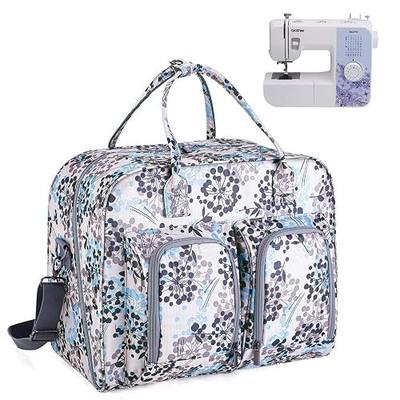 Teamoy Sewing Machine Carrying Case with Bottom Wooden Board Pad, Dandelion | Sewing Machine Tote Bag for Most Standard Sewing Machines and Accessories, with Shoulder Strap and Front Pocket, Heavy Duty