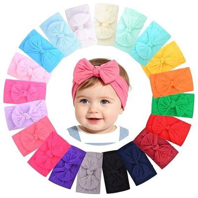 jollybows 20pcs Baby Girls Nylon Headbands Turban Hair Bows Hair Band Elastic Hair Accessories for Kids Toddlers Infants Newborn