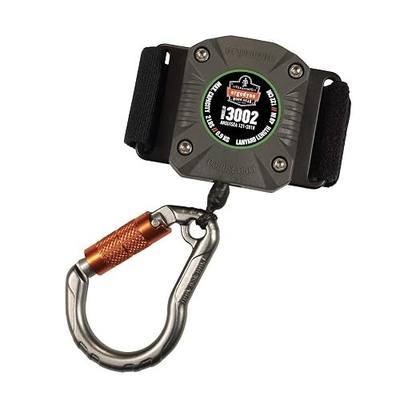 Ergodyne Squids 3002 Retractable Tool Lanyard with Locking Carabiner, Straps to Attach to Belt or Harness, Gray, Standard