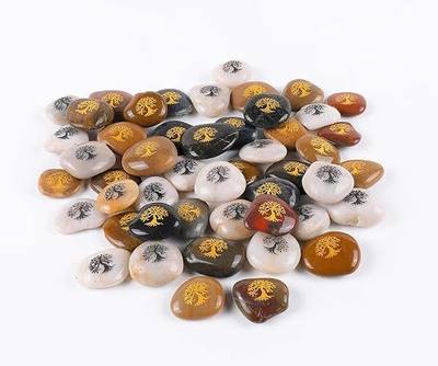 ROCKIMPACT 50PCS Inspirational Rocks Tree of Life Gifts, Engraved Inspirational Stones, Motivational Gifts for Students, Faith Stone, Engraved Rocks with Inspirational Words