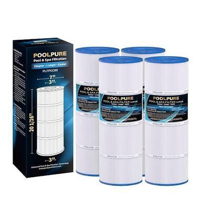 POOLPURE PLFPCC80 Pool Filter Replaces Pentair CCP320, Pleatco PCC80-PAK4, Ultral-A5, Unicel C-7470, R173573, Filbur FC-1976, 178580, 817-0081, Clean and Clear Plus 320, L x OD:20"x 7", 4X80 sq.ft.