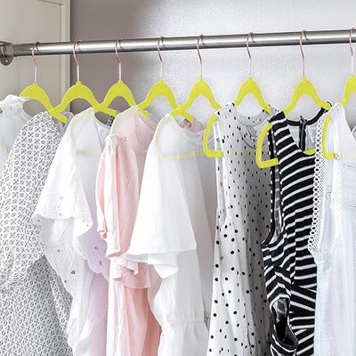 Dantly Premium Velvet Suit Heavy Duty-Non Slip & Space-Saving Clothes Hangers with 6 Finger Clips and Tie Rack for Men and Women (30 Pack), Yellow, KHD-PC-VH-YELLOW-A30-02