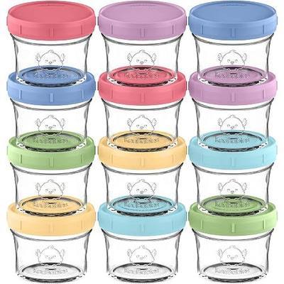 KeaBabies 12pk 4oz Glass Baby Food Containers with Lids, Leak-Proof (Nord) | Microwavable Small Glass Jars, Baby Purees, Toddler Snack Storage Containers, BPA-Free, Dishwasher-safe, Freezer Safe